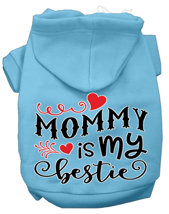 Mommy is my Bestie Screen Print Dog Hoodie Baby Blue L